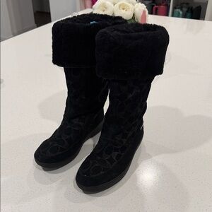 Women’s Coach Signature Print black boots